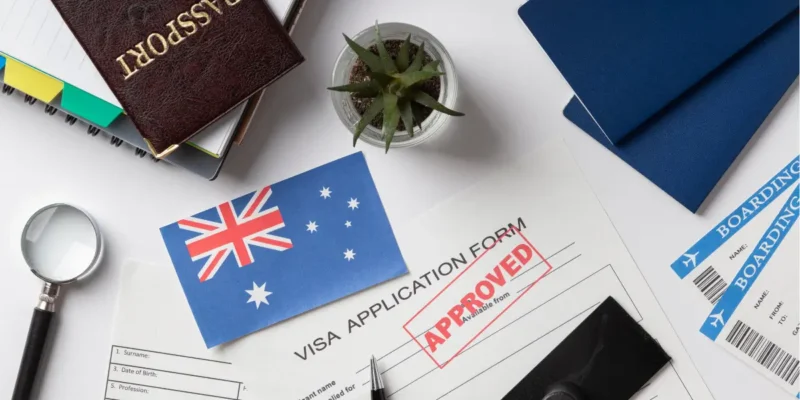 Image of Australia visa application forms, showcasing various documents needed for visa processing and submission.