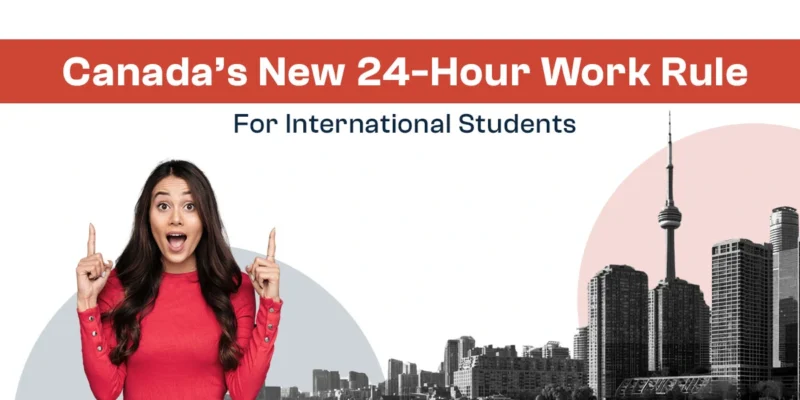 Text: "Canada’s New 24-Hour Work Rule for International Students," explaining work limits.