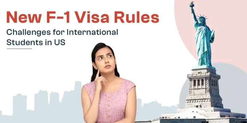 Image showing challenges faced by international students in the US due to new F-1 visa rules.