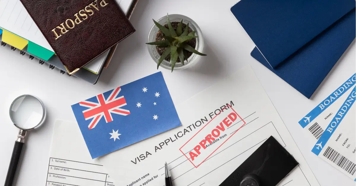 Image of Australia visa application forms, showcasing various documents needed for visa processing and submission.