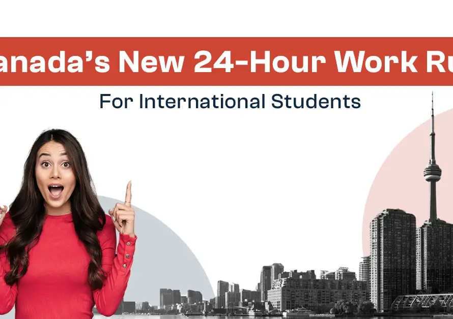 Text: "Canada’s New 24-Hour Work Rule for International Students," explaining work limits.