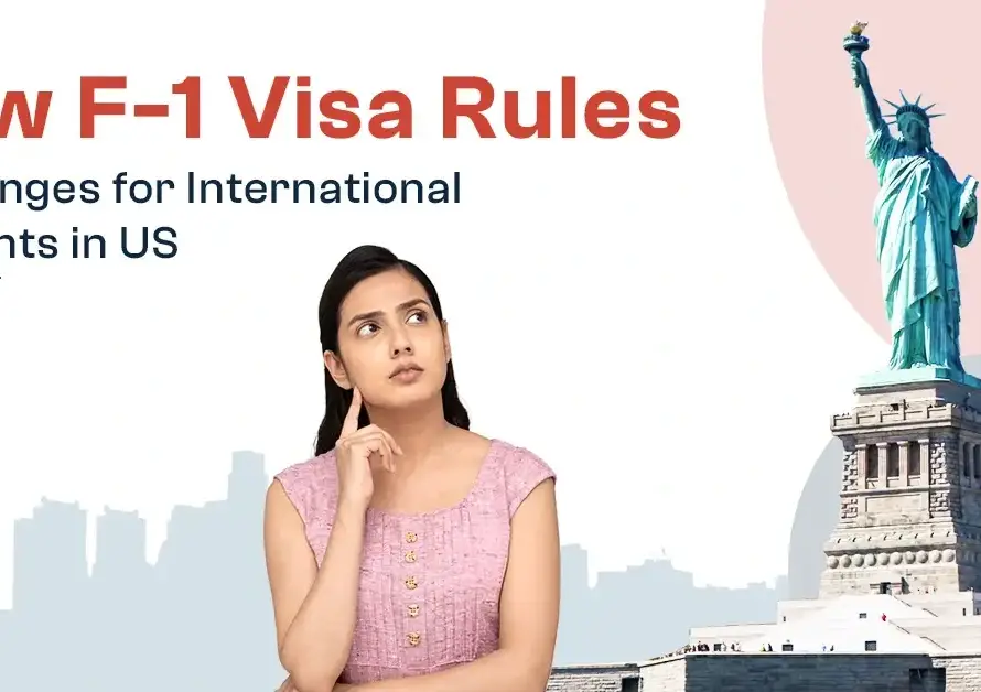 Image showing challenges faced by international students in the US due to new F-1 visa rules.