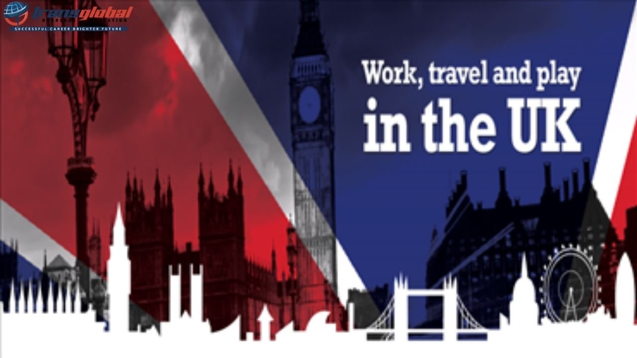 World, travel and play in the UK - white text on a UK background.