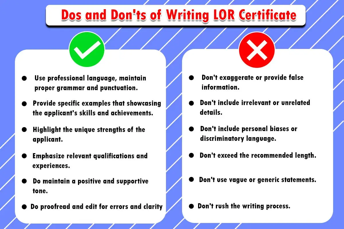 do and dont's for LORs